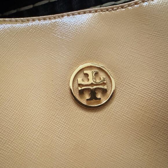 Tory Burch Robinson East West Tote Bag Tan Beige Camel Leather Large EUC - Picture 8 of 14